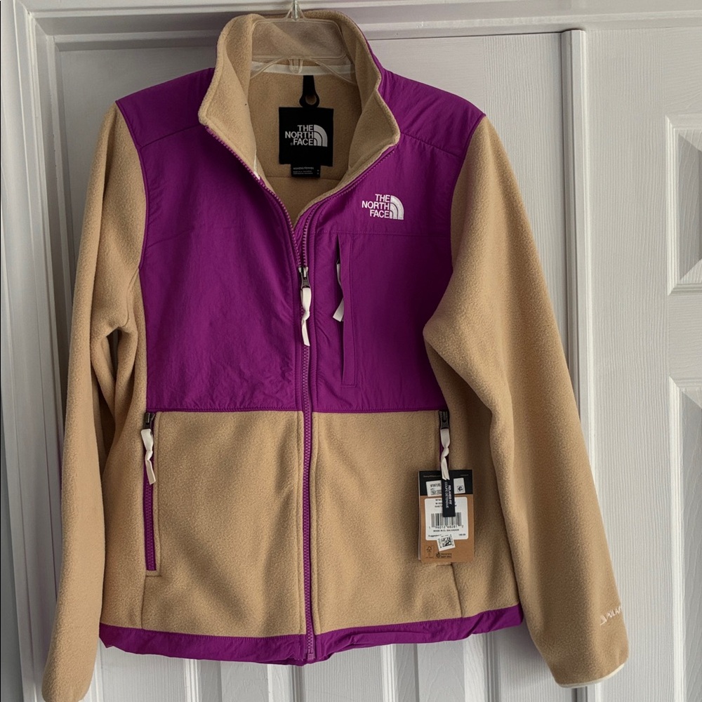 The North Face Women’s Magenta and Tan Denali Polartec Fleece Jacket Size M NWT